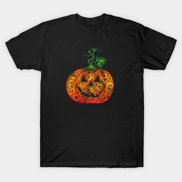 Swirly Pumpkin T-Shirt by VectorInk